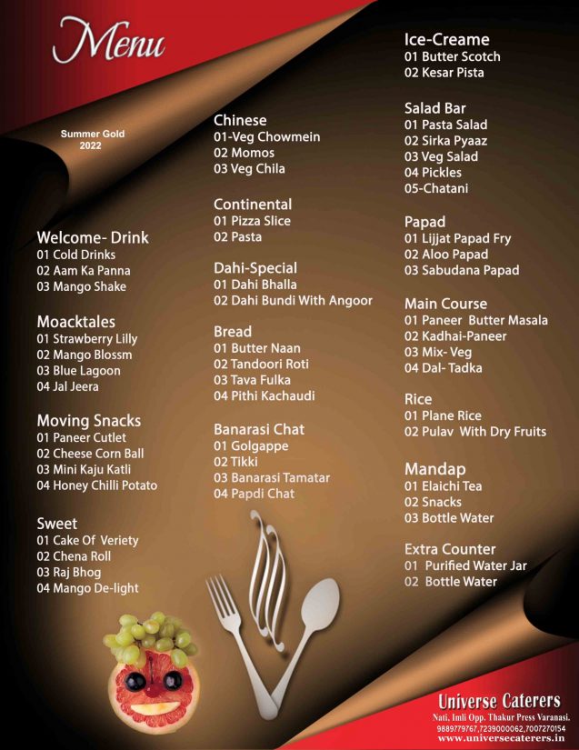 Image of Universe Caterers Summer Menu-Gold-2022